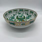 Mid-Century Japanese Gold Imari Green & Gold Porcelain Double Peacock Hand Painted Serving Bowl