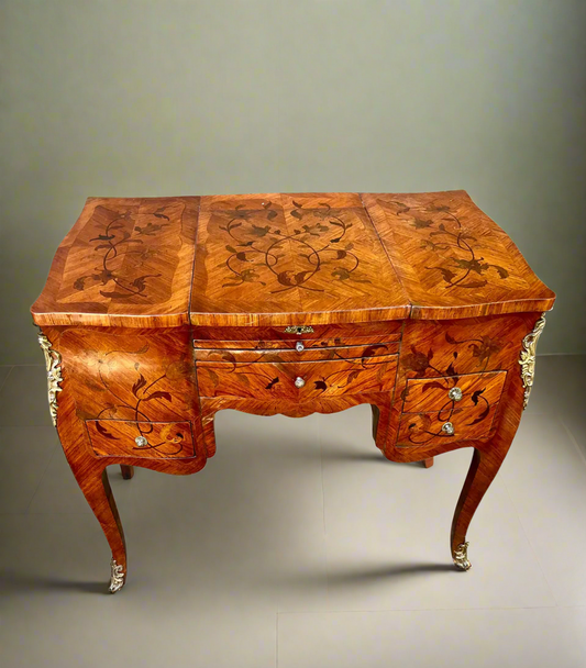 Louis XV Tulipwood, Kingwood, Maple and Holly Marquetry Coiffeuse, Late 19th Century