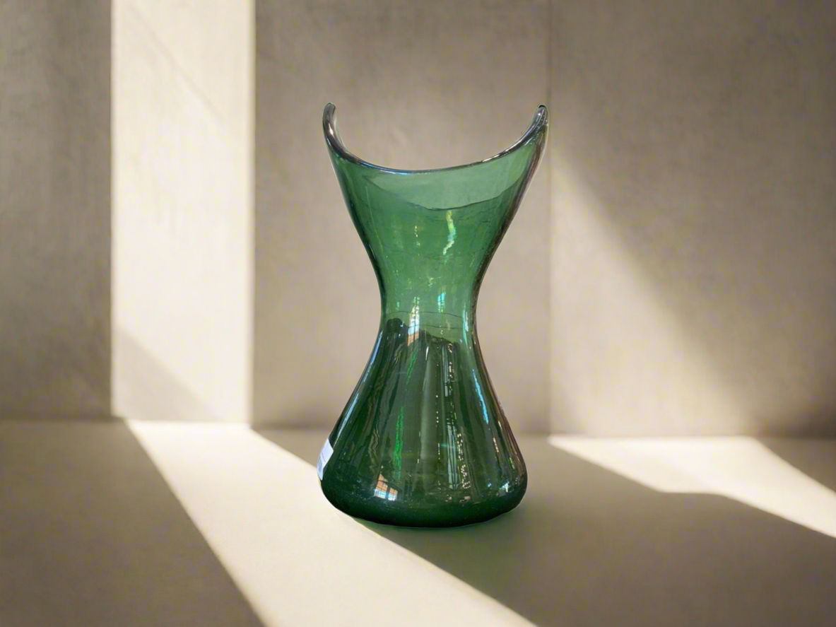 Angular Crystal Empoli Verde Vase Italy