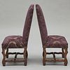 Renzo Mongiardino Baroque Dining Chairs – Hand-Carved Walnut & Silk Damask Upholstery