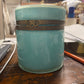 Vintage Antique Murano Aqua Opaline Glass Brass Dresser Casket Box