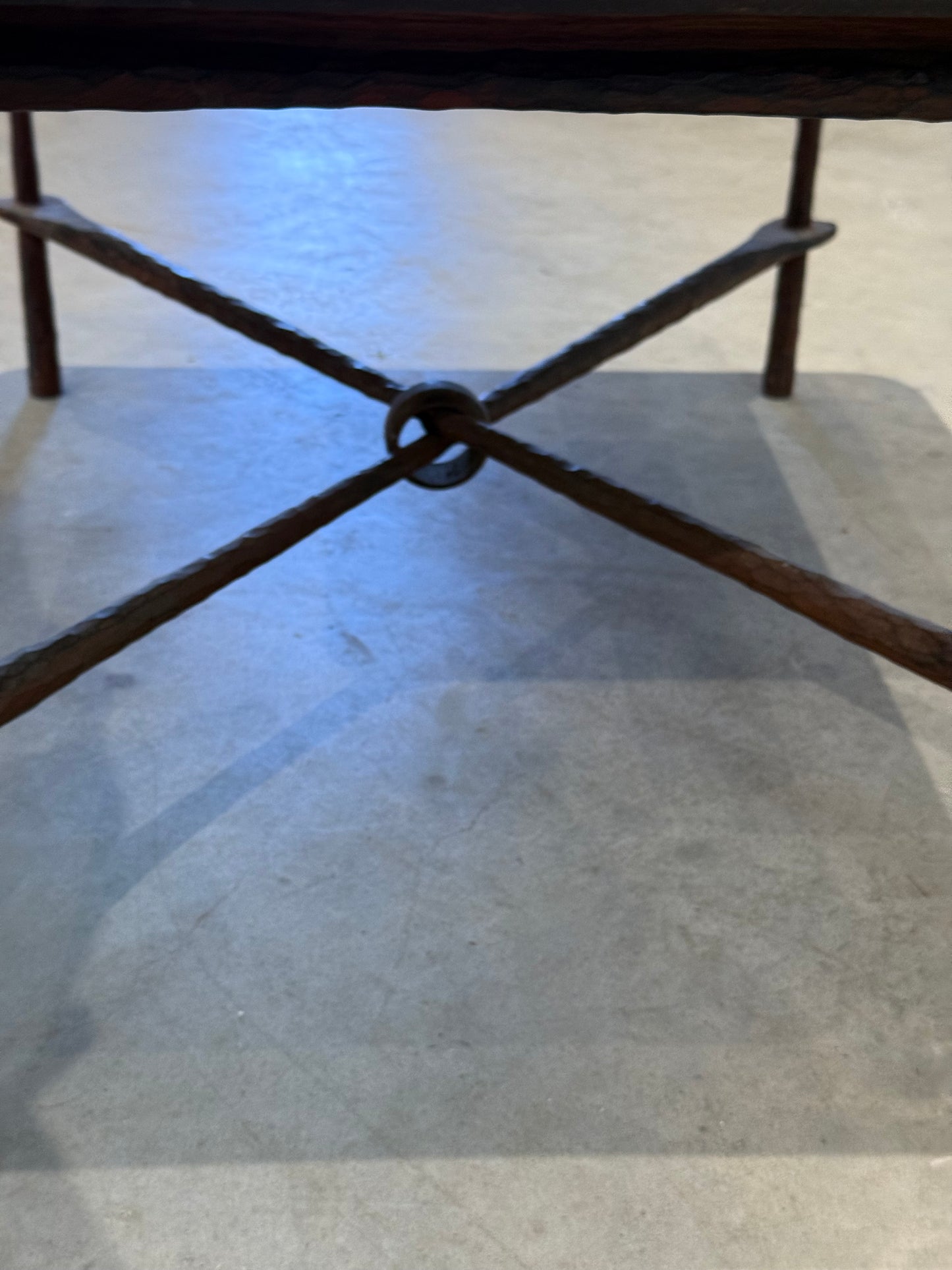 Wooden Coffee Table with Iron Base