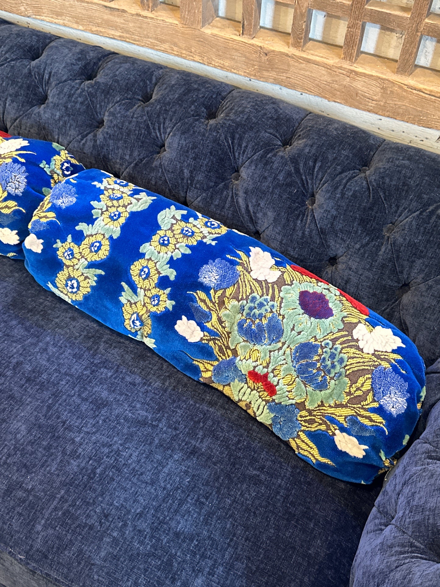 Blue Indian Bolster Pillow