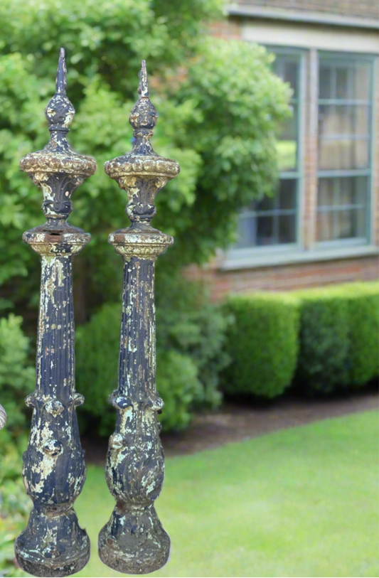 Pair of Cast Iron Newel Posts or Finials 19th Century