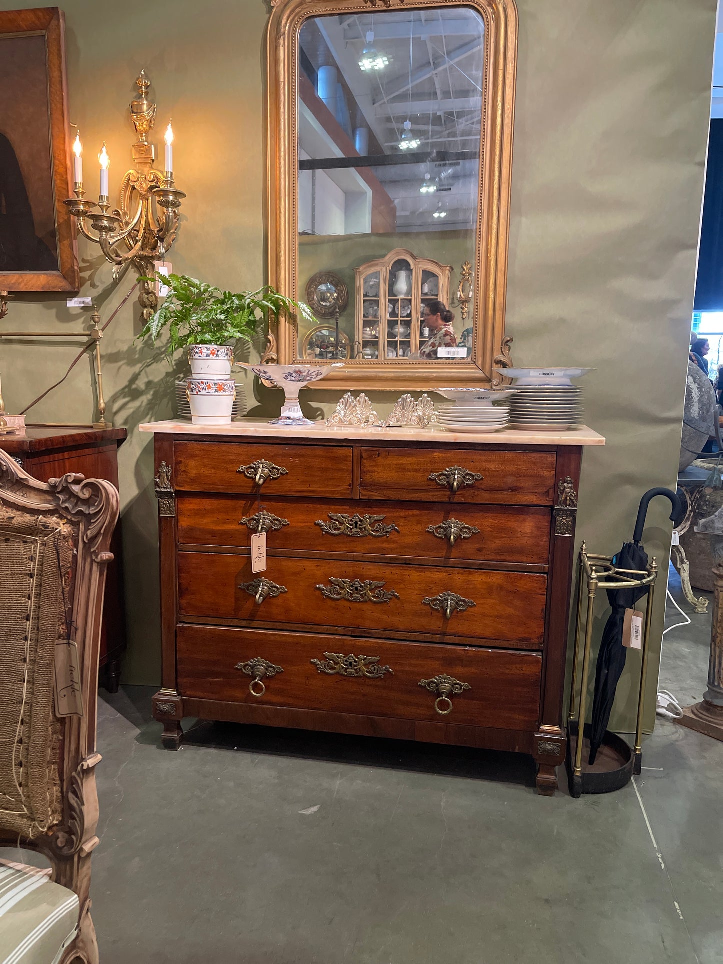 5 Drawer Chest with Brass Swan Motif Handles