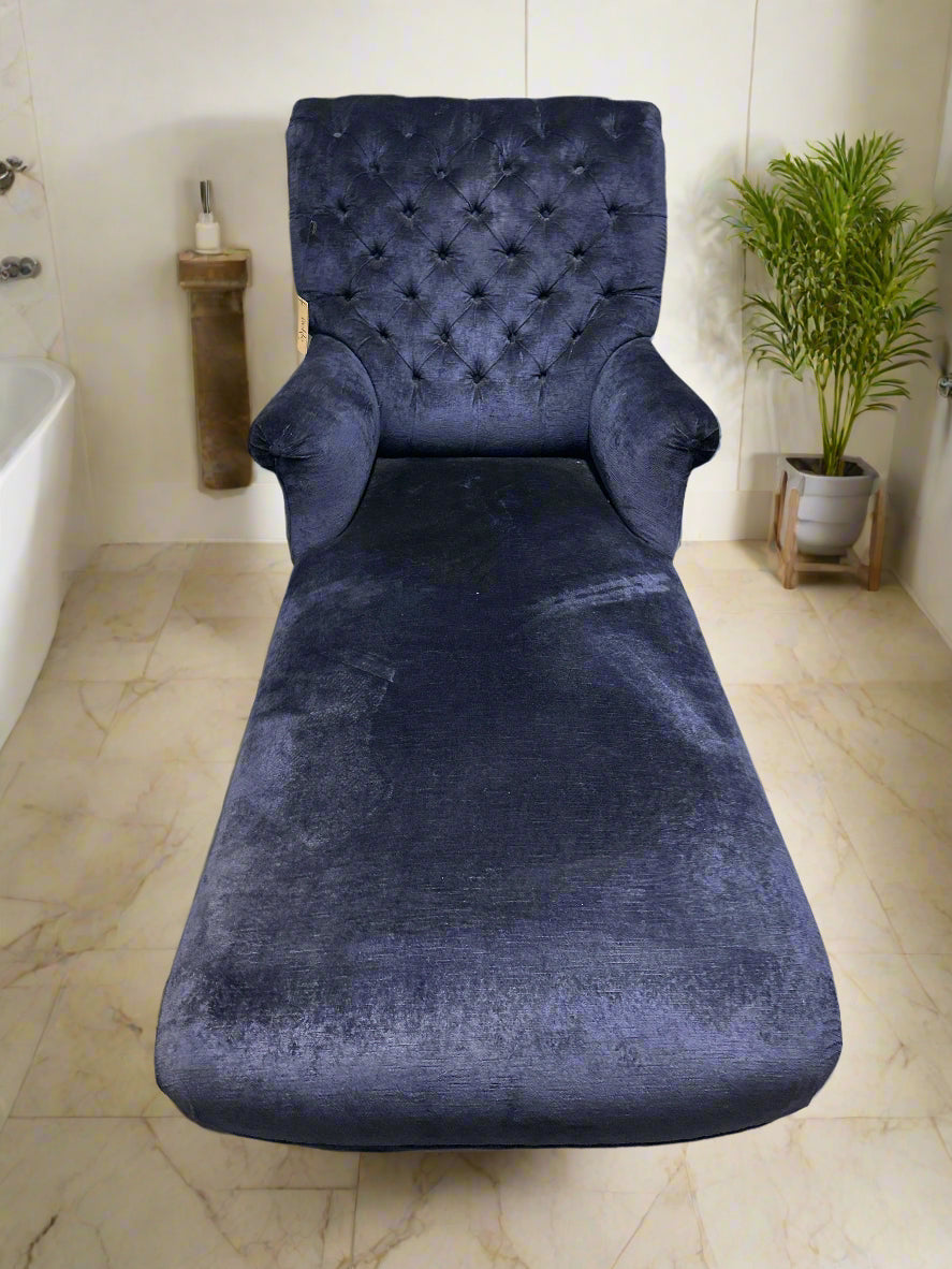 Blue Velvet Chaise Lounge