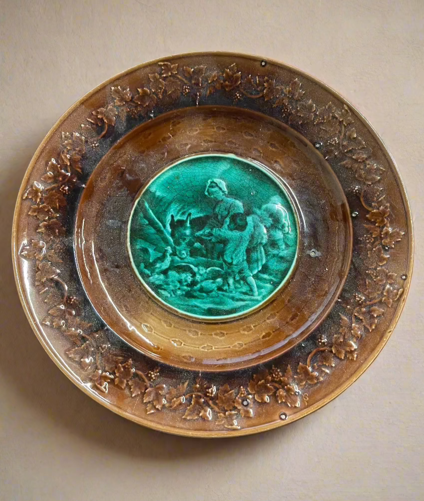 Brown and Green Majolica Plates