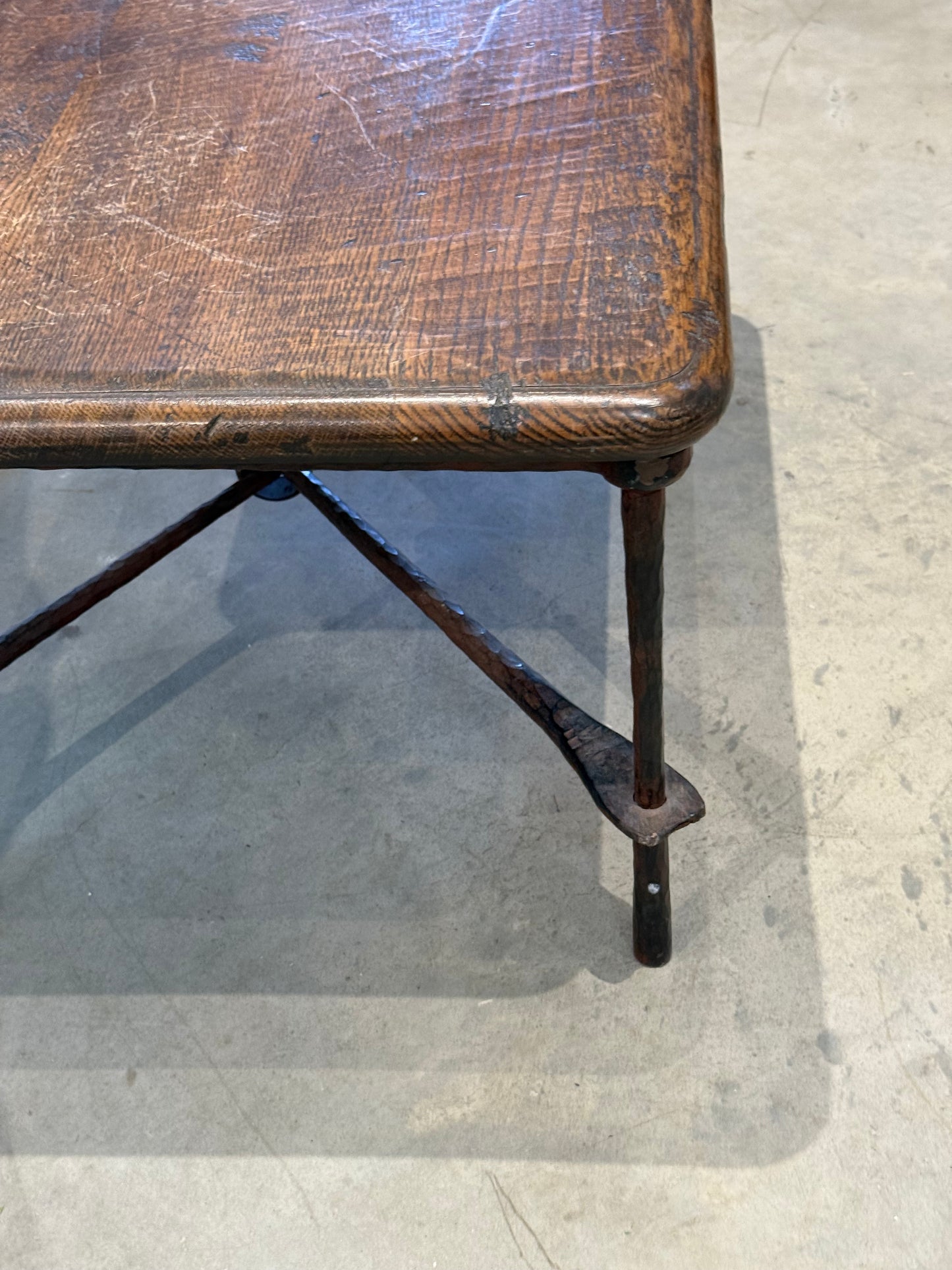 Wooden Coffee Table with Iron Base