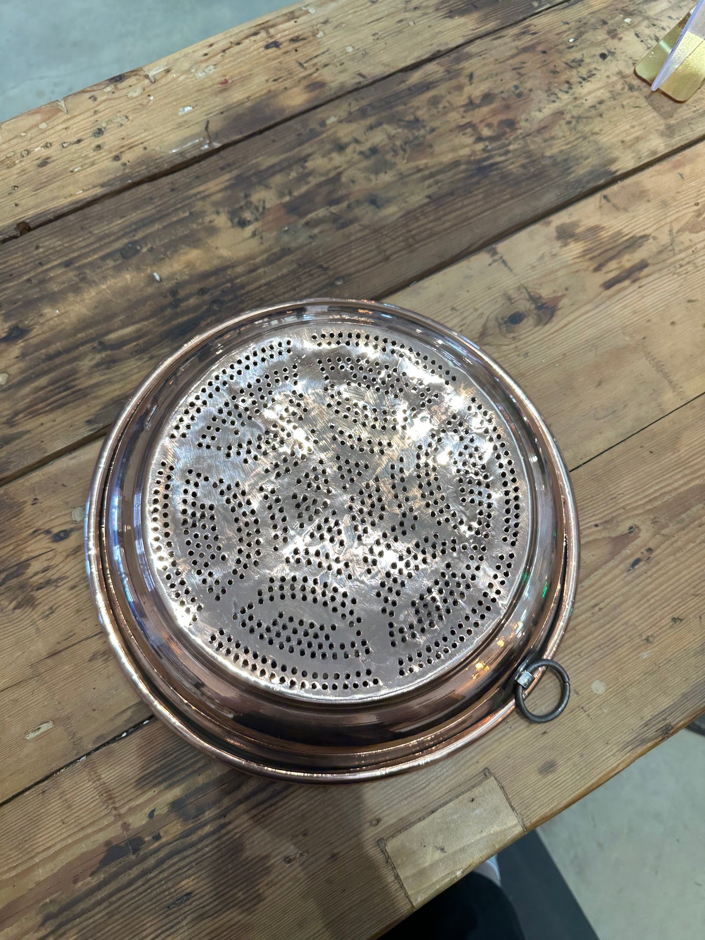 12” Vintage Copper Sieve Colander Passoire