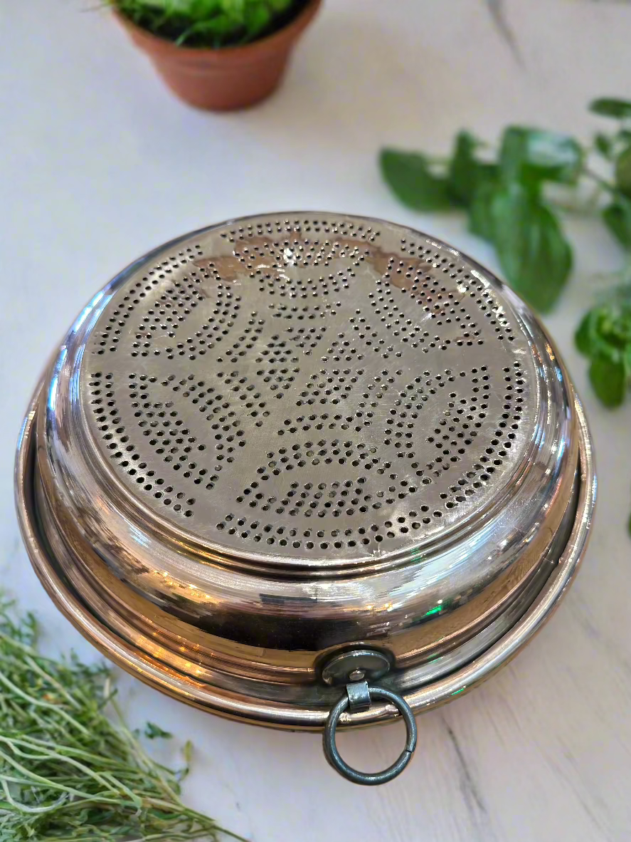 Vintage Copper Sieve Colander Passoire - 12”