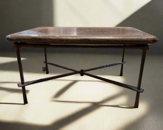 Wooden Coffee Table with Iron Base