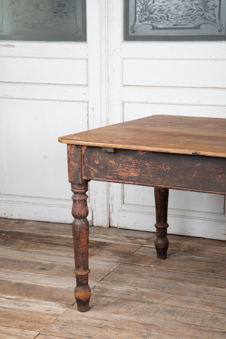 French Oak Table with Turned Legs