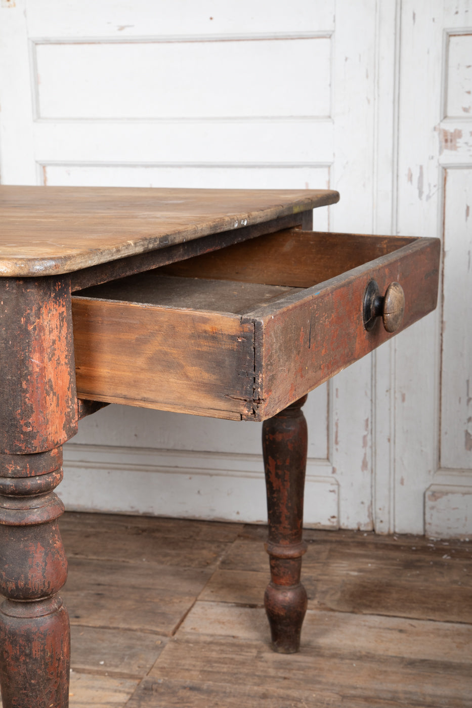 French Oak Table with Turned Legs