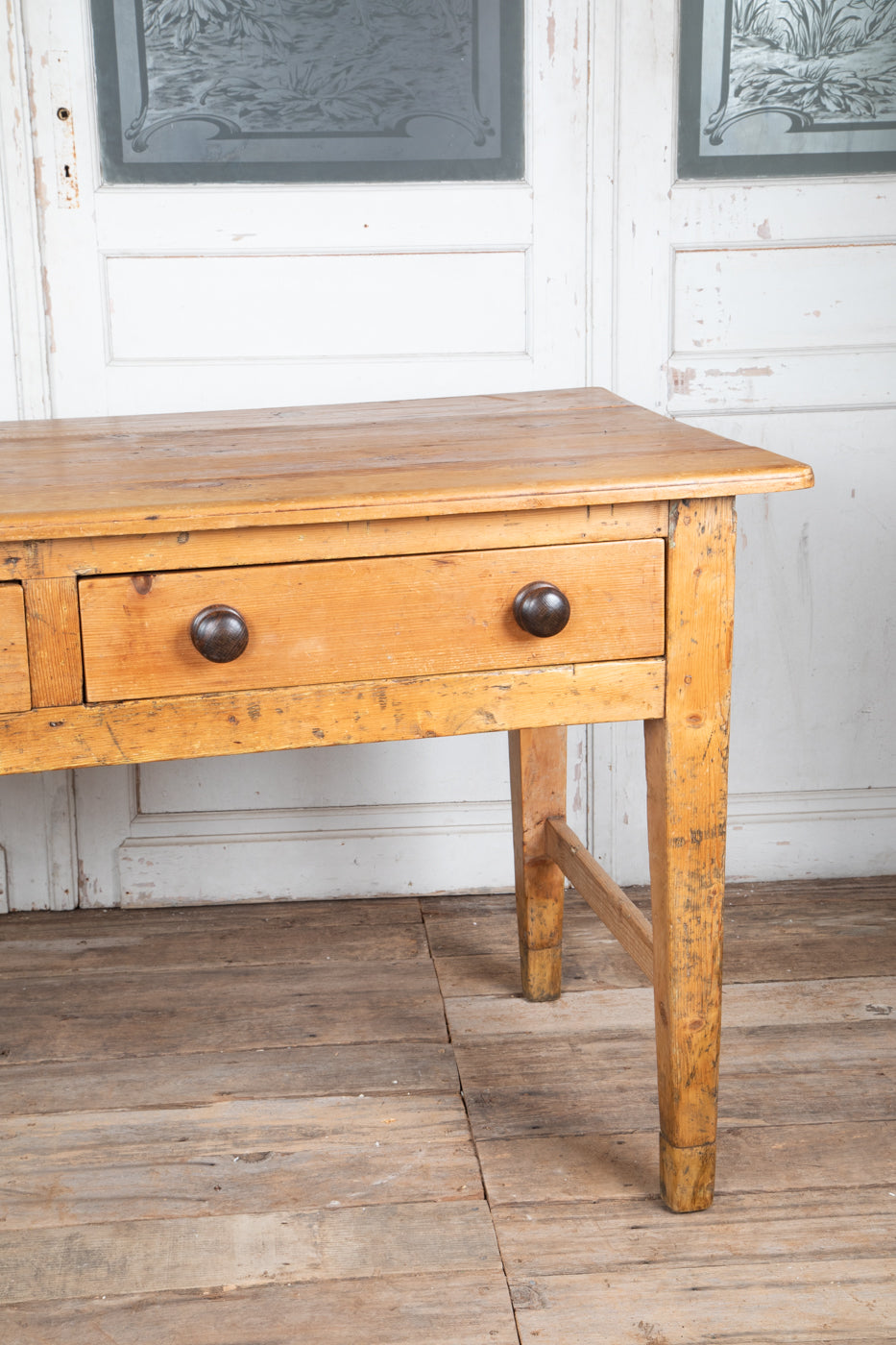 Pine Farmhouse Table with 2 Drawers