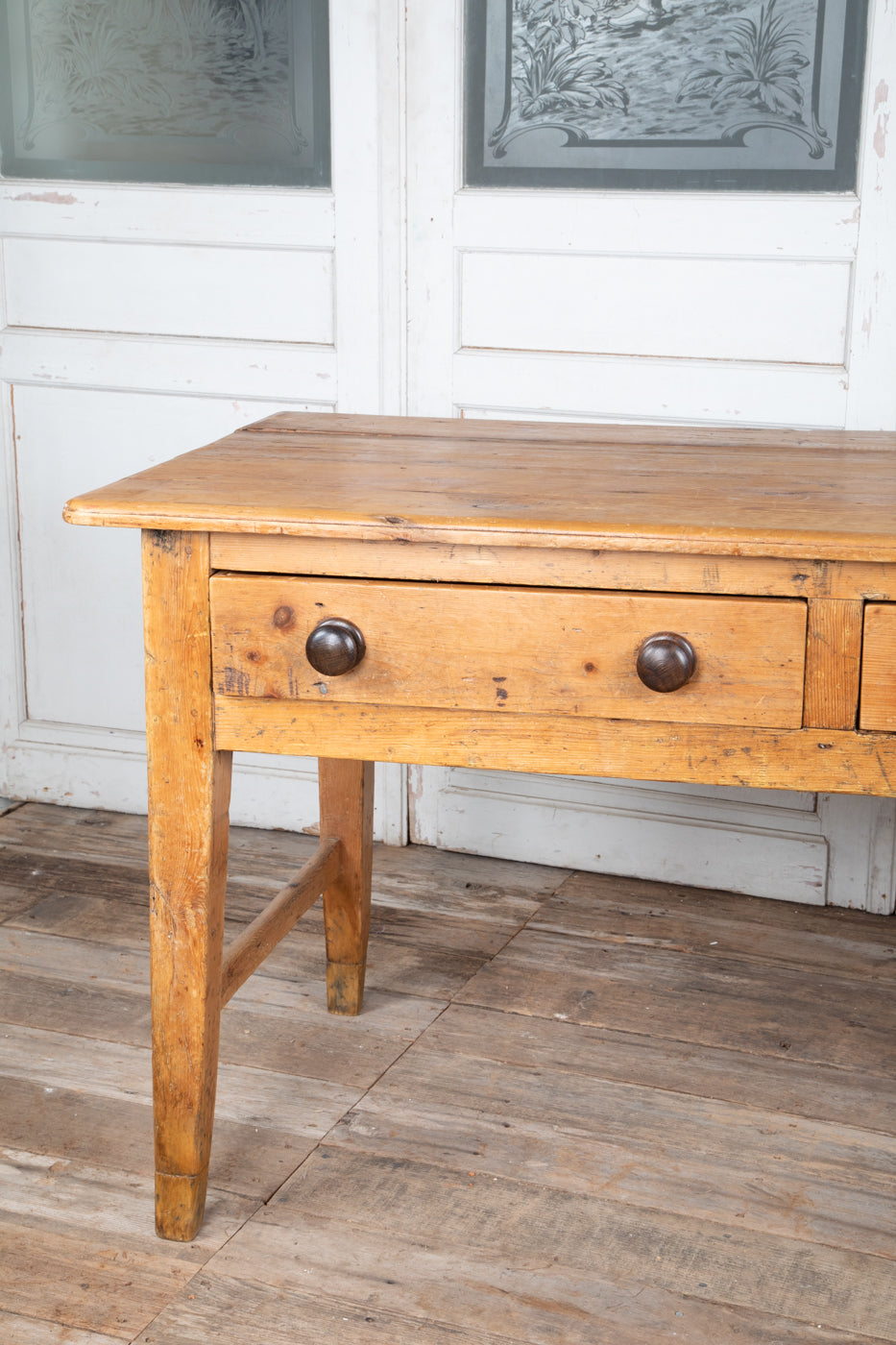 Pine Farmhouse Table with 2 Drawers