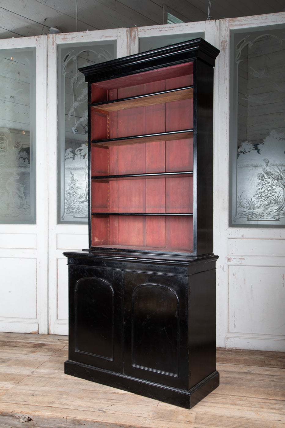 Victorian Ebonized Glazed Bookcase