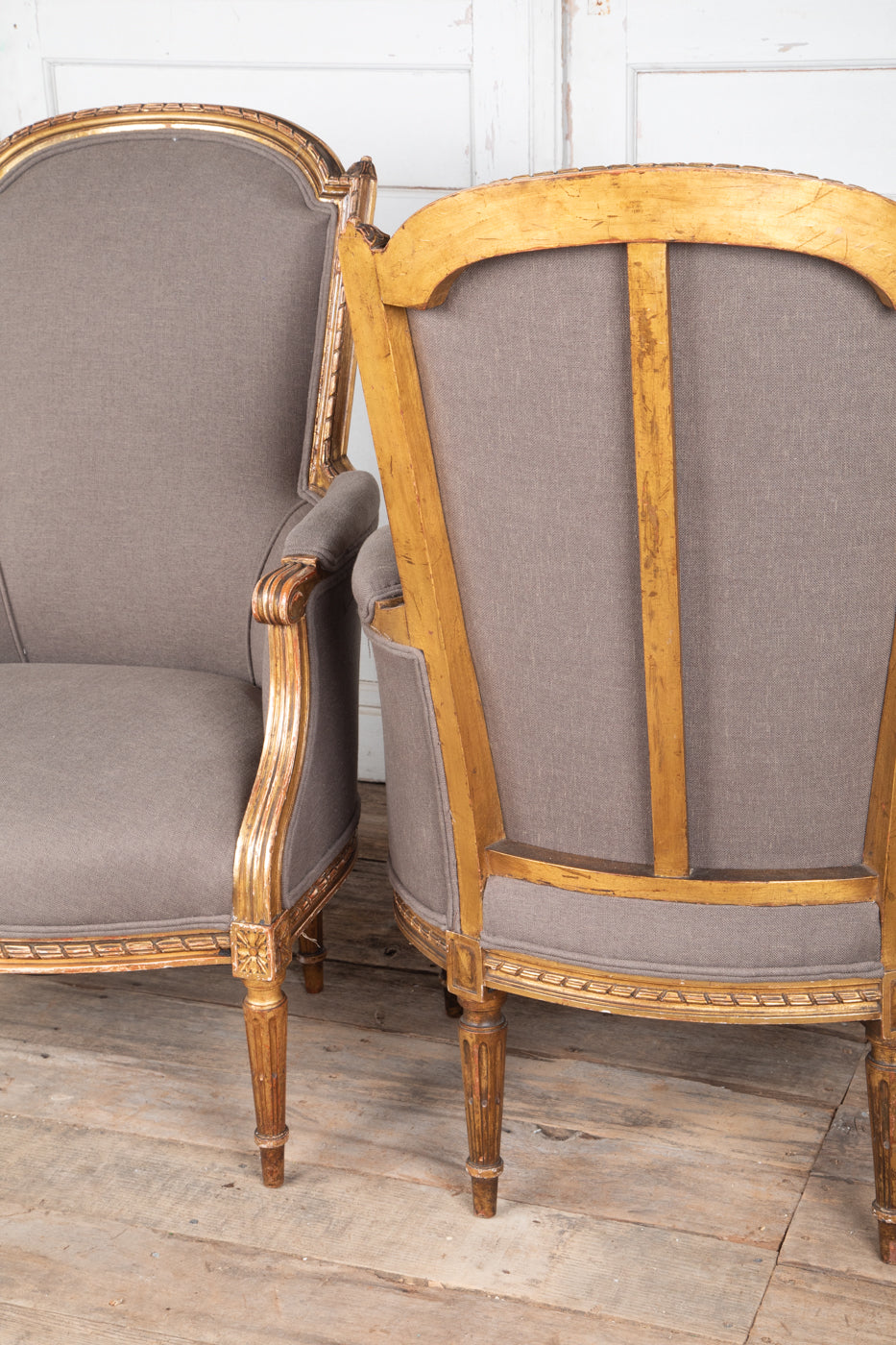 Louis XVI Style Gilt Bergere Armchair