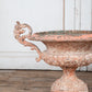 19th Century Original Pink and White  Painted Patina Twin Handled Urn