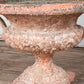 19th Century Original Pink and White  Painted Patina Twin Handled Urn