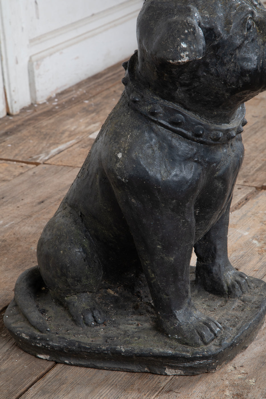 Black Concrete Bull Terrier Garden Statuary