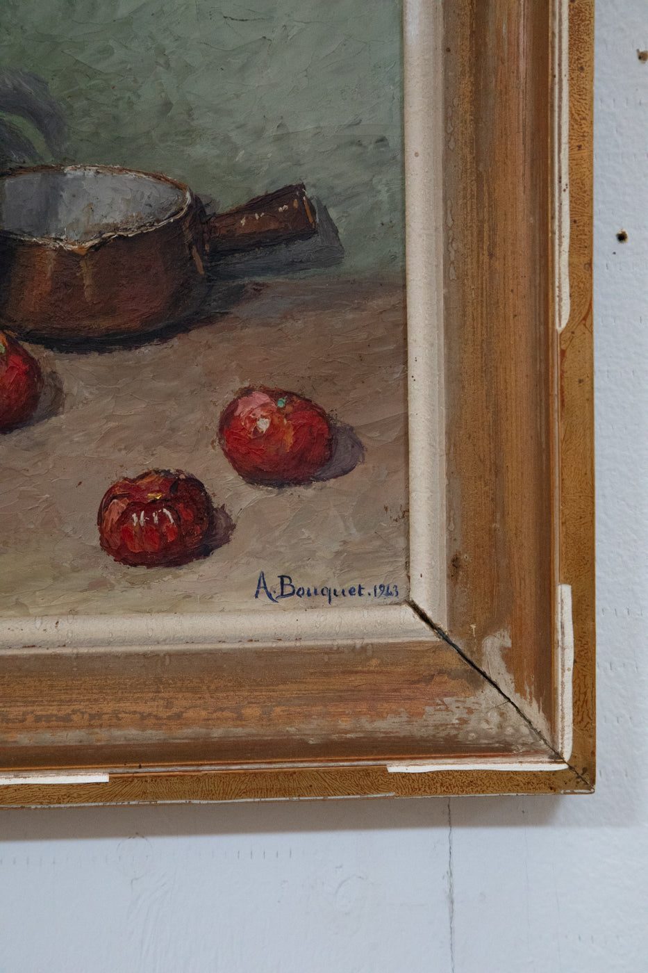 Still Life Painting of Pot and Pomegranates