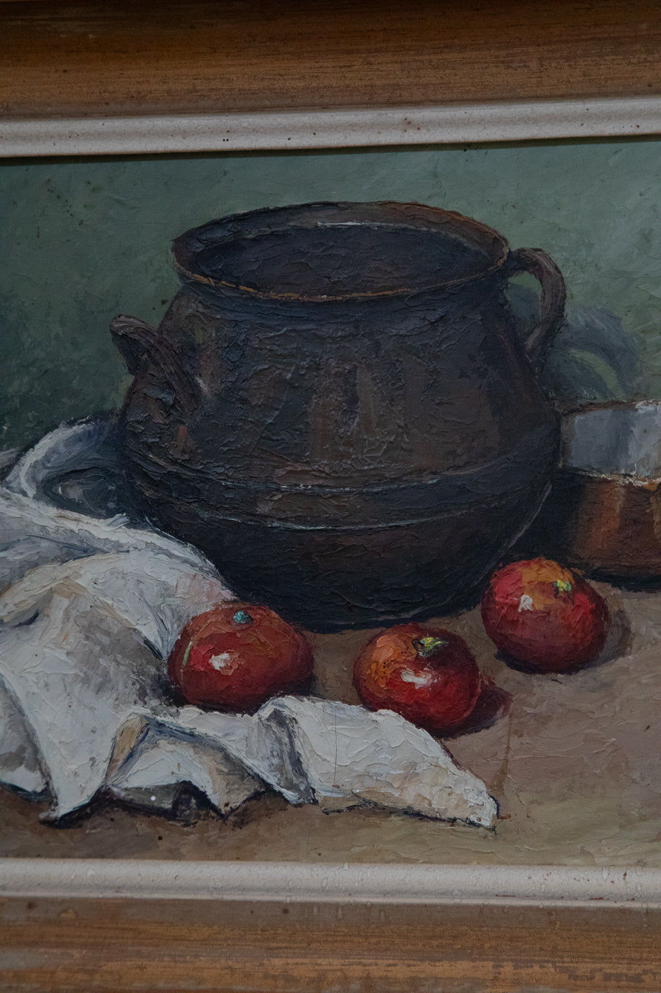 Still Life Painting of Pot and Pomegranates