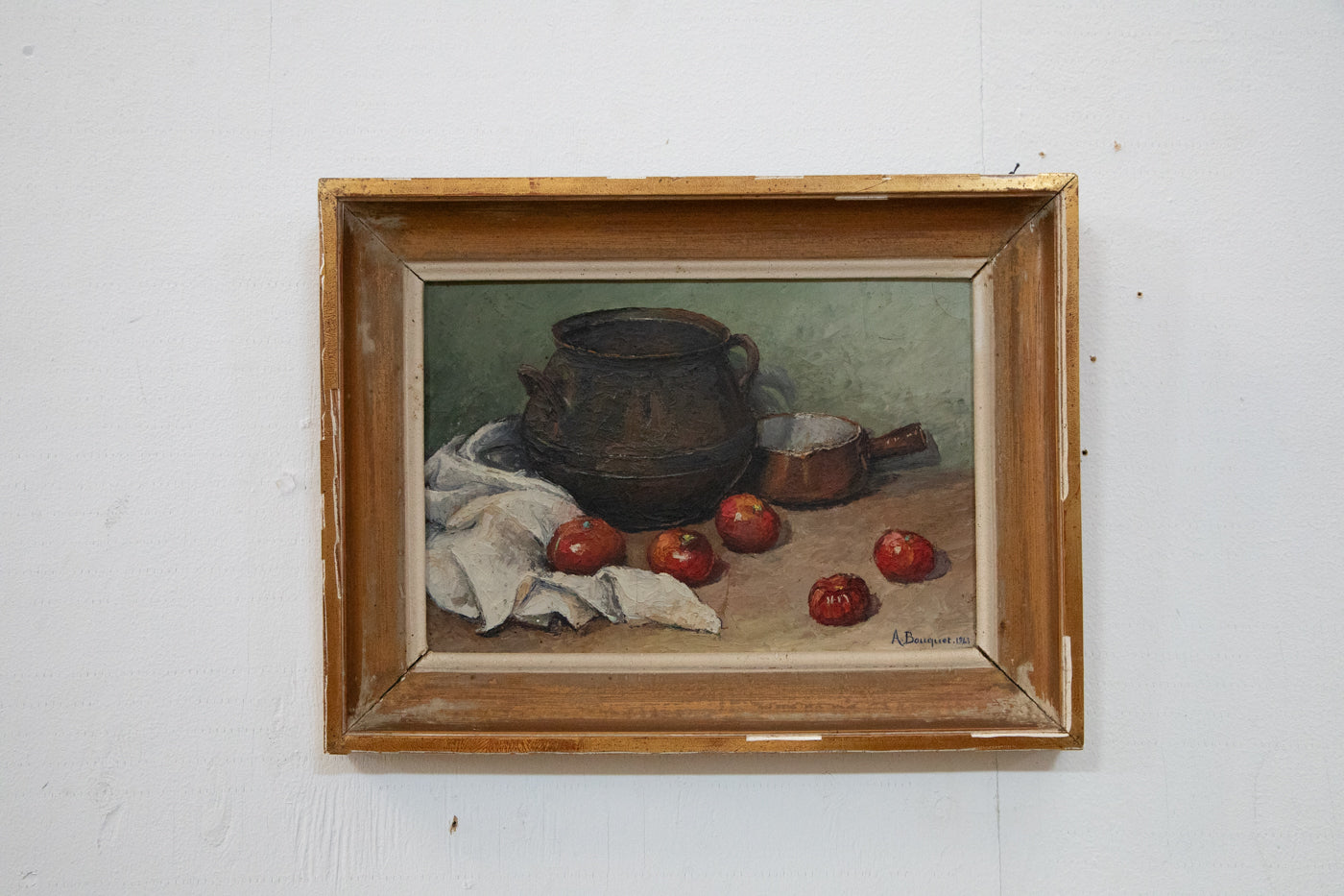 Still Life Painting of Pot and Pomegranates