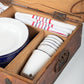 French Picnic Basket with Enamel Plates and Mugs