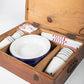 French Picnic Basket with Enamel Plates and Mugs