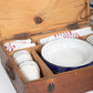 French Picnic Basket with Enamel Plates and Mugs