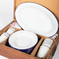 French Picnic Basket with Enamel Plates and Mugs