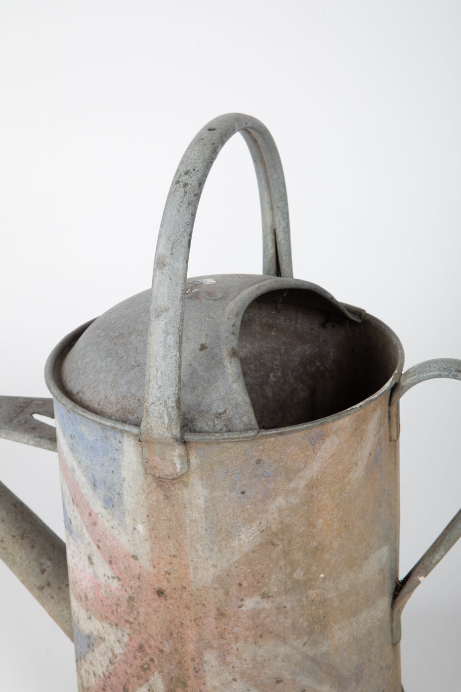 Vintage Galvanized Watering Can with British Flag