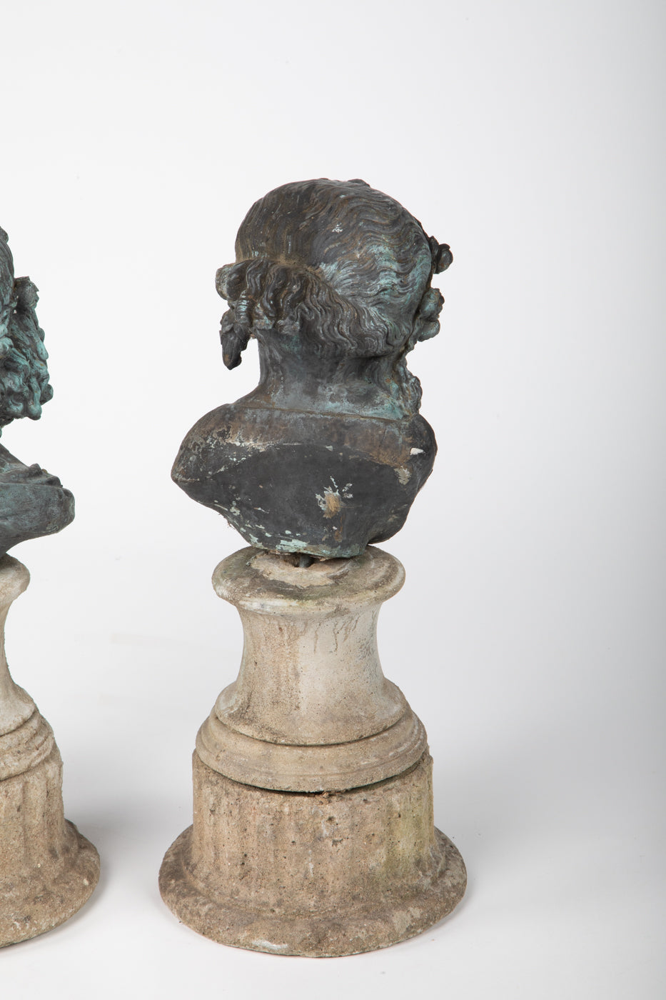 19th Century French Bronze Cherub on Stone Plinth