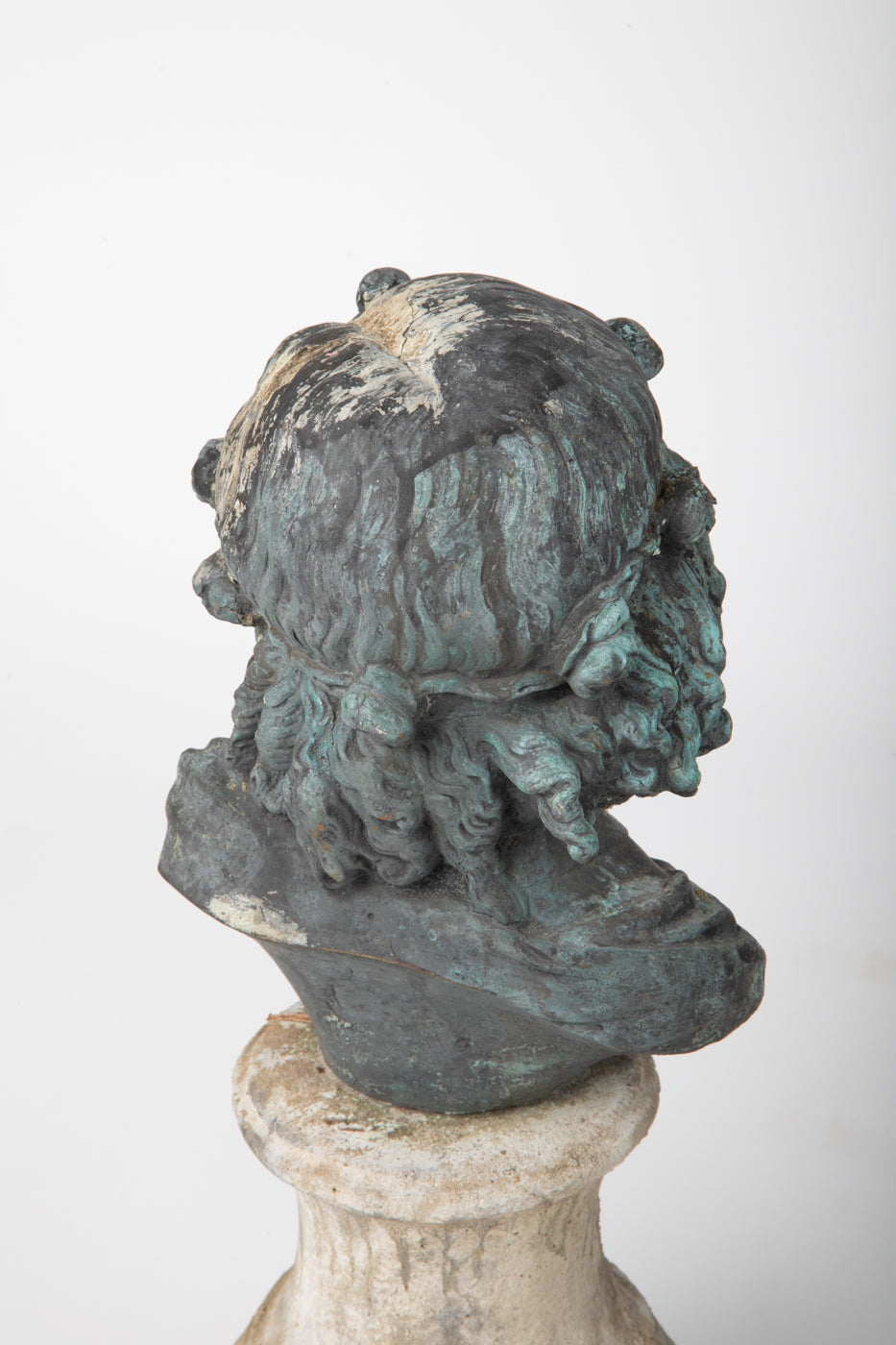 19th Century French Bronze Cherub on Stone Plinth