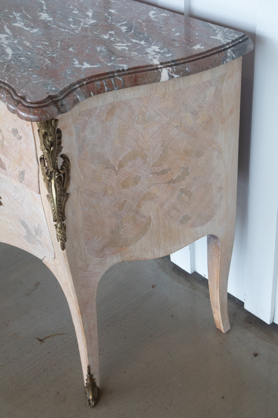 French Bleached Serpentine Commode with Marble Top