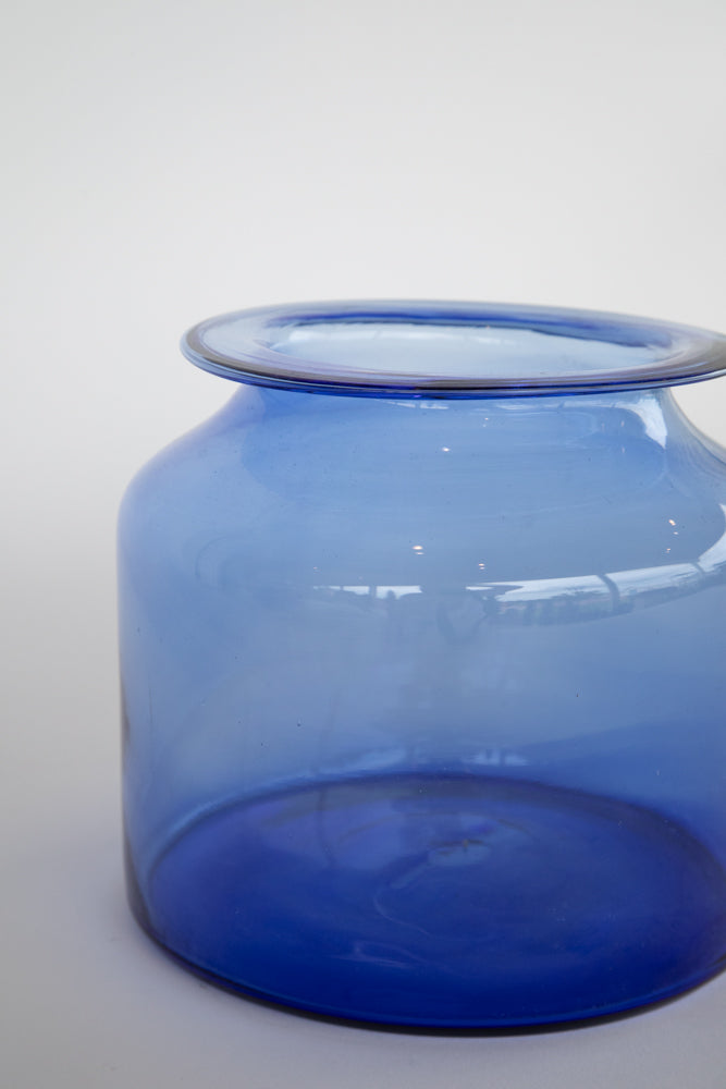 Blue Glass Jar - Short with 6" Opening