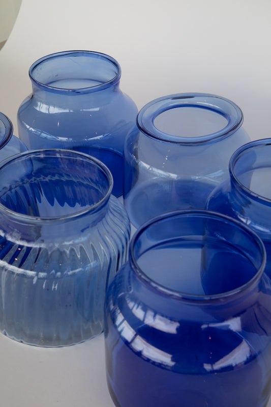 Blue Glass Jar - Short with 6" Opening