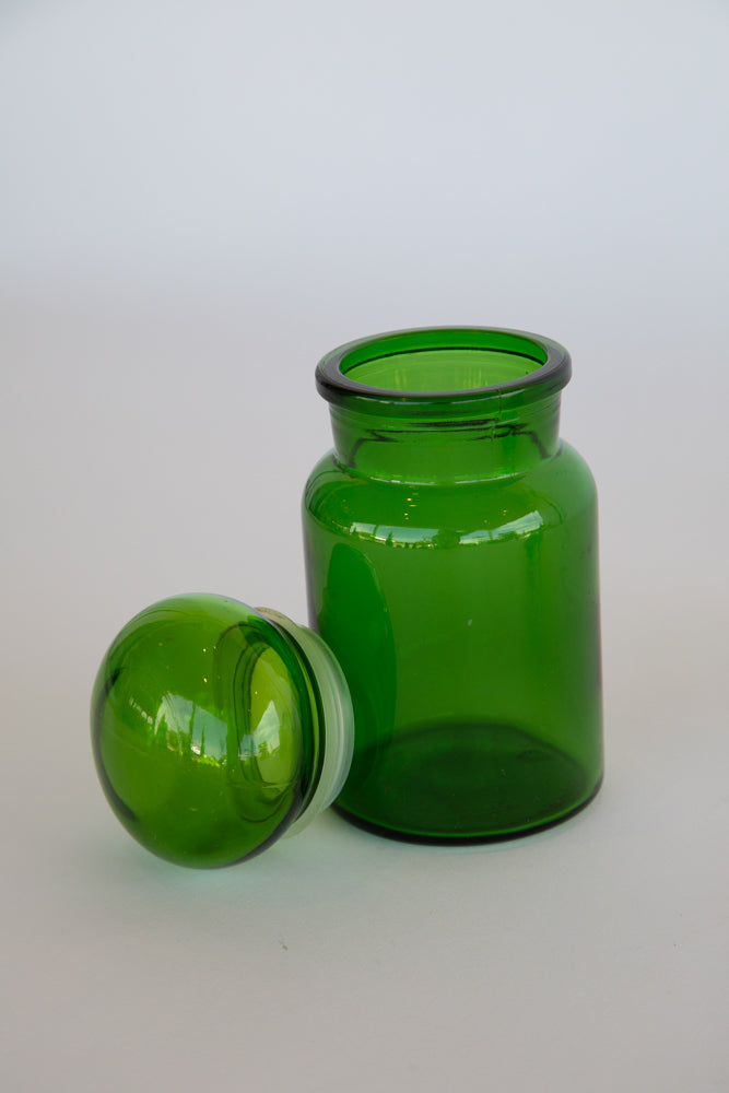 Green Glass Jar with Bulb Top and Seal