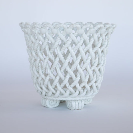 Casa Pupo Ceramic Basket Weave Jardiniere Planter