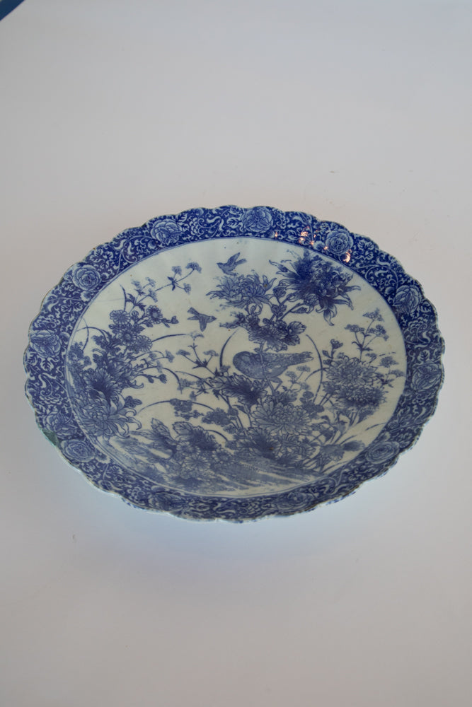 Meiji Period Japanese Charger Blue and White 1880