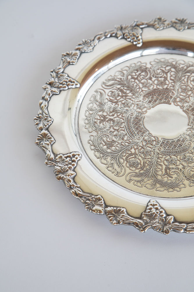 Round Silver Plated Tray UK 1910