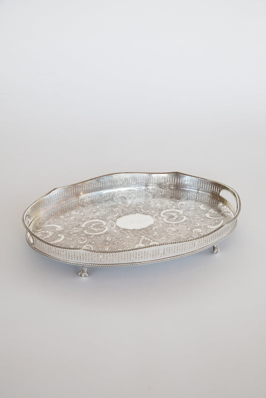 Silver Plated Tray with Feet UK 1900
