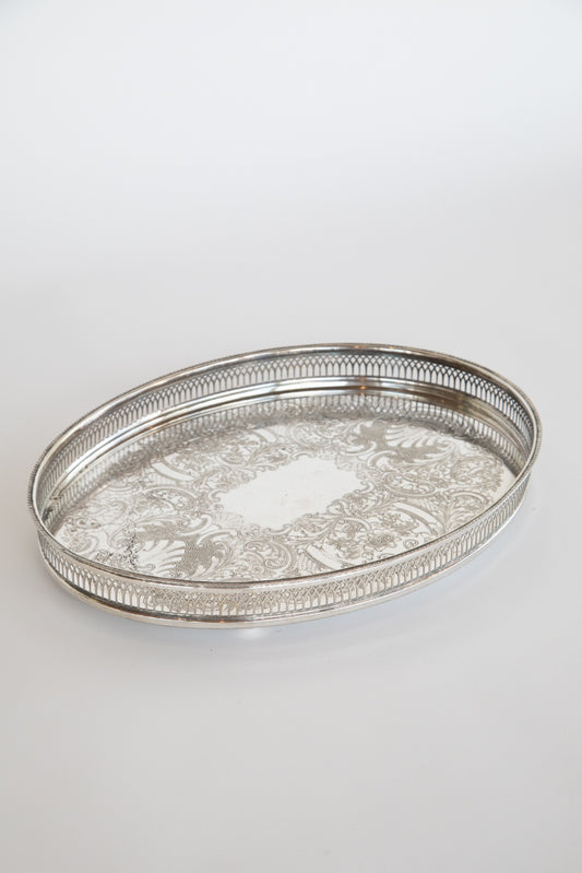 Silver Plate Galleried Serving Tray - Various