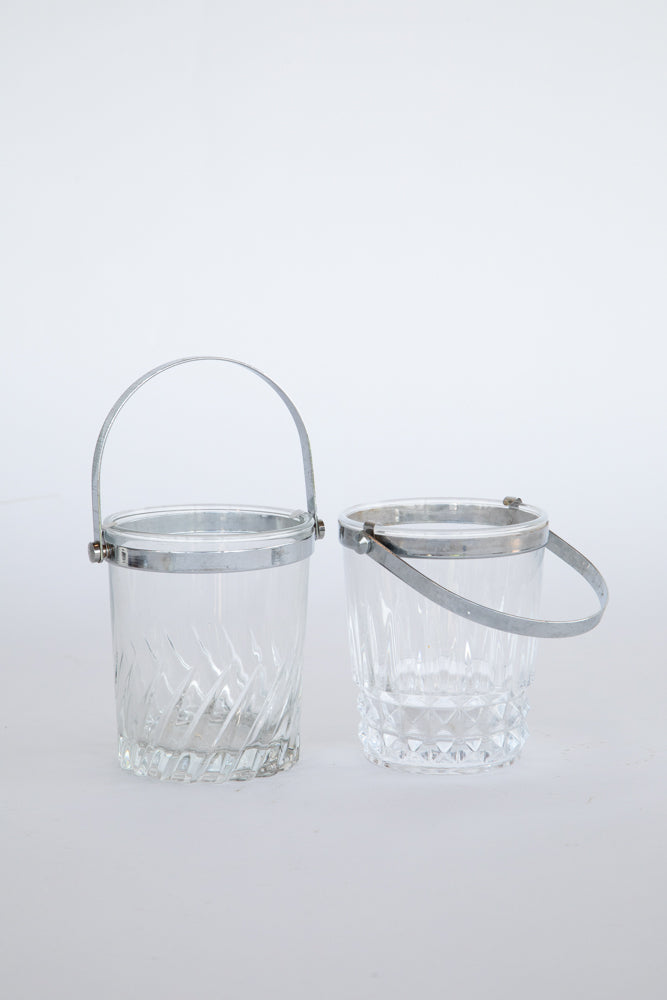 French Glass and Silver Plate Ice Bucket