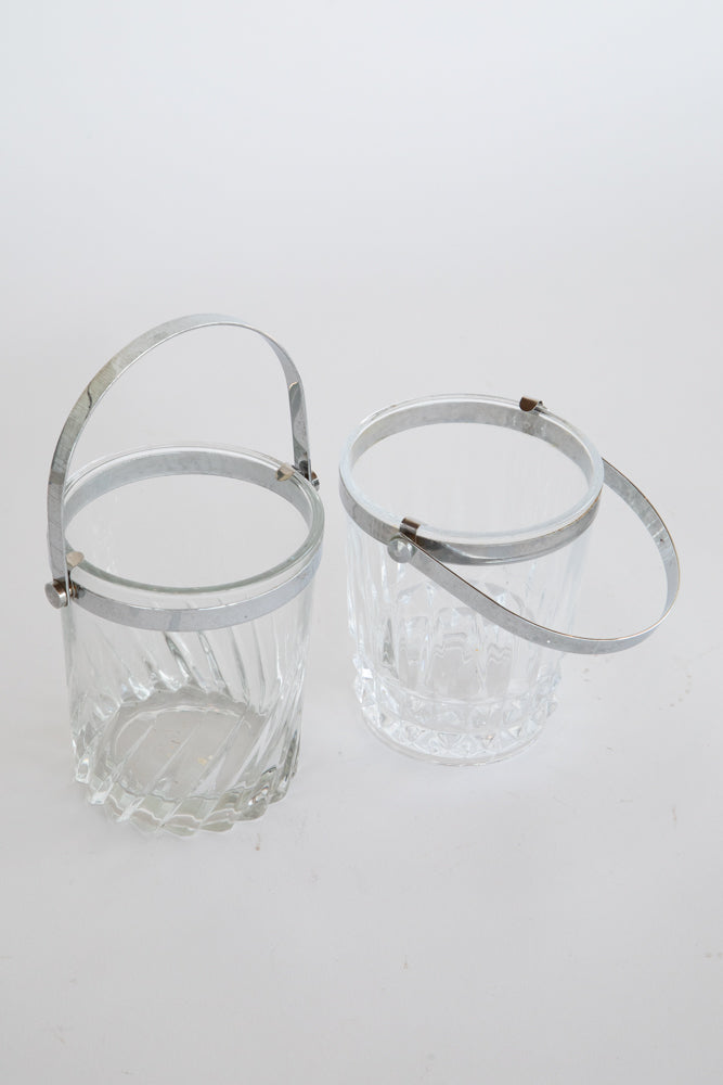 French Glass and SIlver Ice Bucket