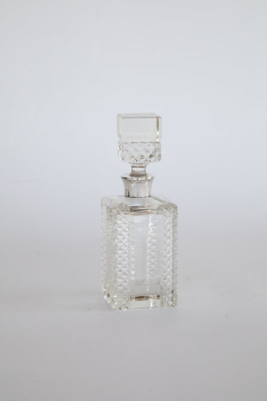 Cut Glass Decanter with Silver Rim dated 1977 UK