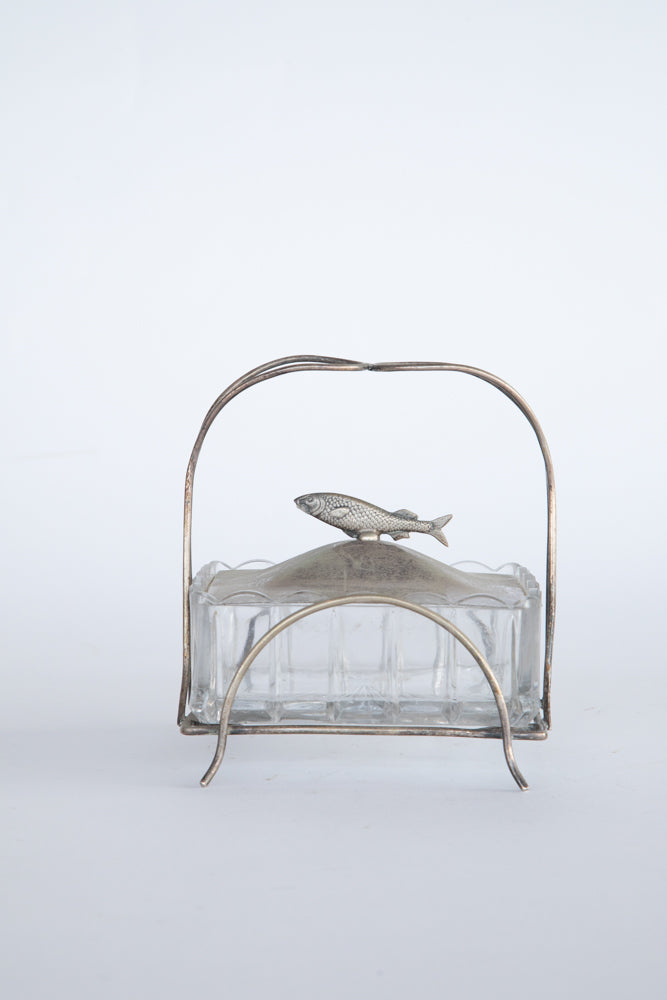 Glass and Silver Plate Sardine Server