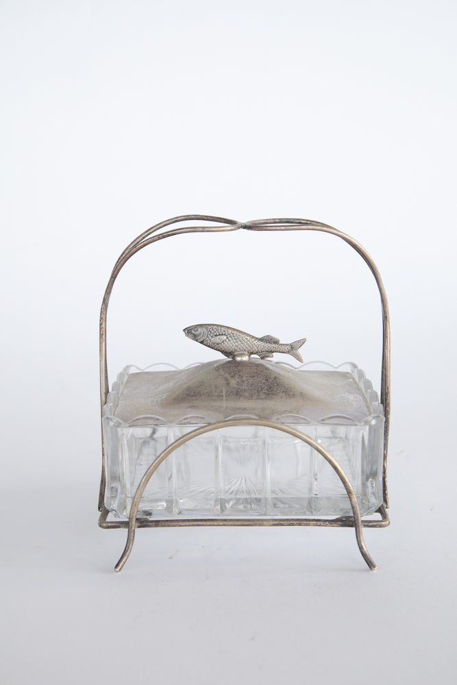 Glass and Silver Plate Sardine Server