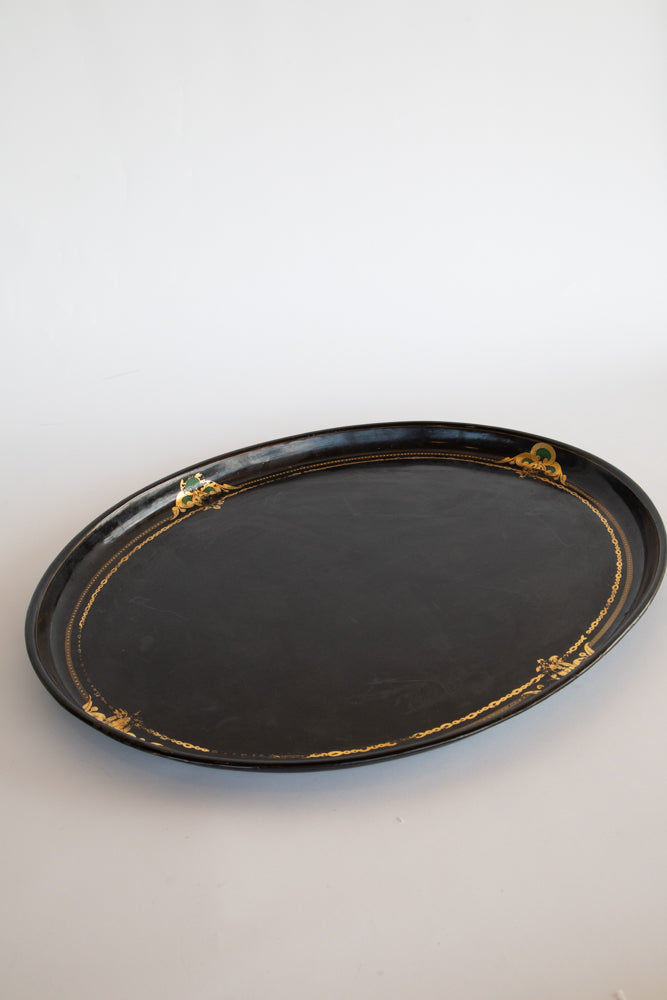 Large Black Oval Tole Tray