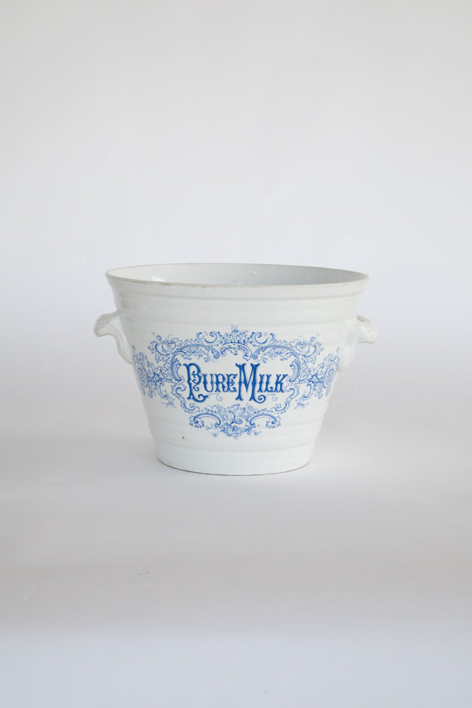 "Pure Milk" Ironstone Dairy Pail ~Rare~